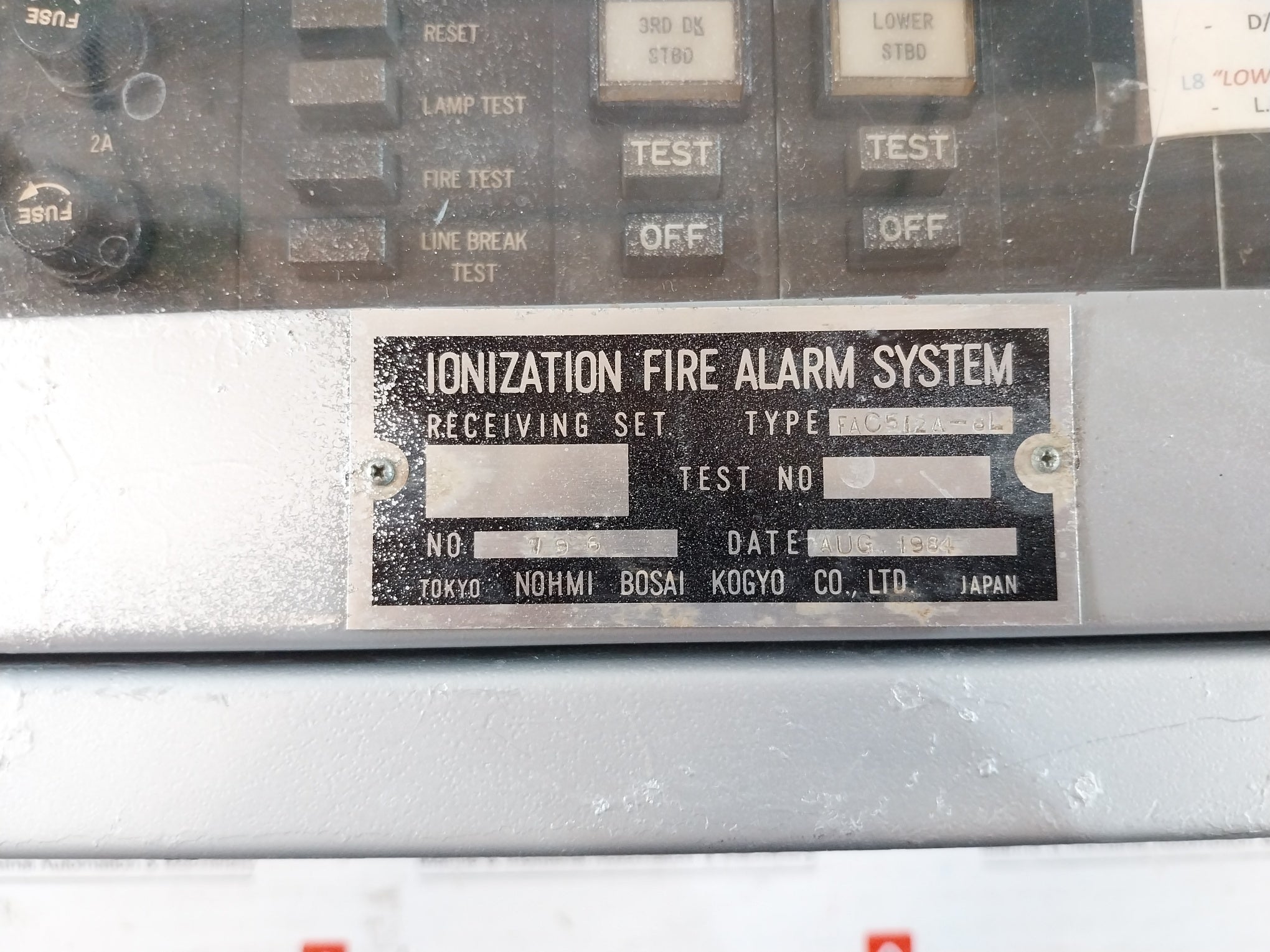 Nohmi Bosai Fac512A-8L Fire Alarm Panel For Engine Room