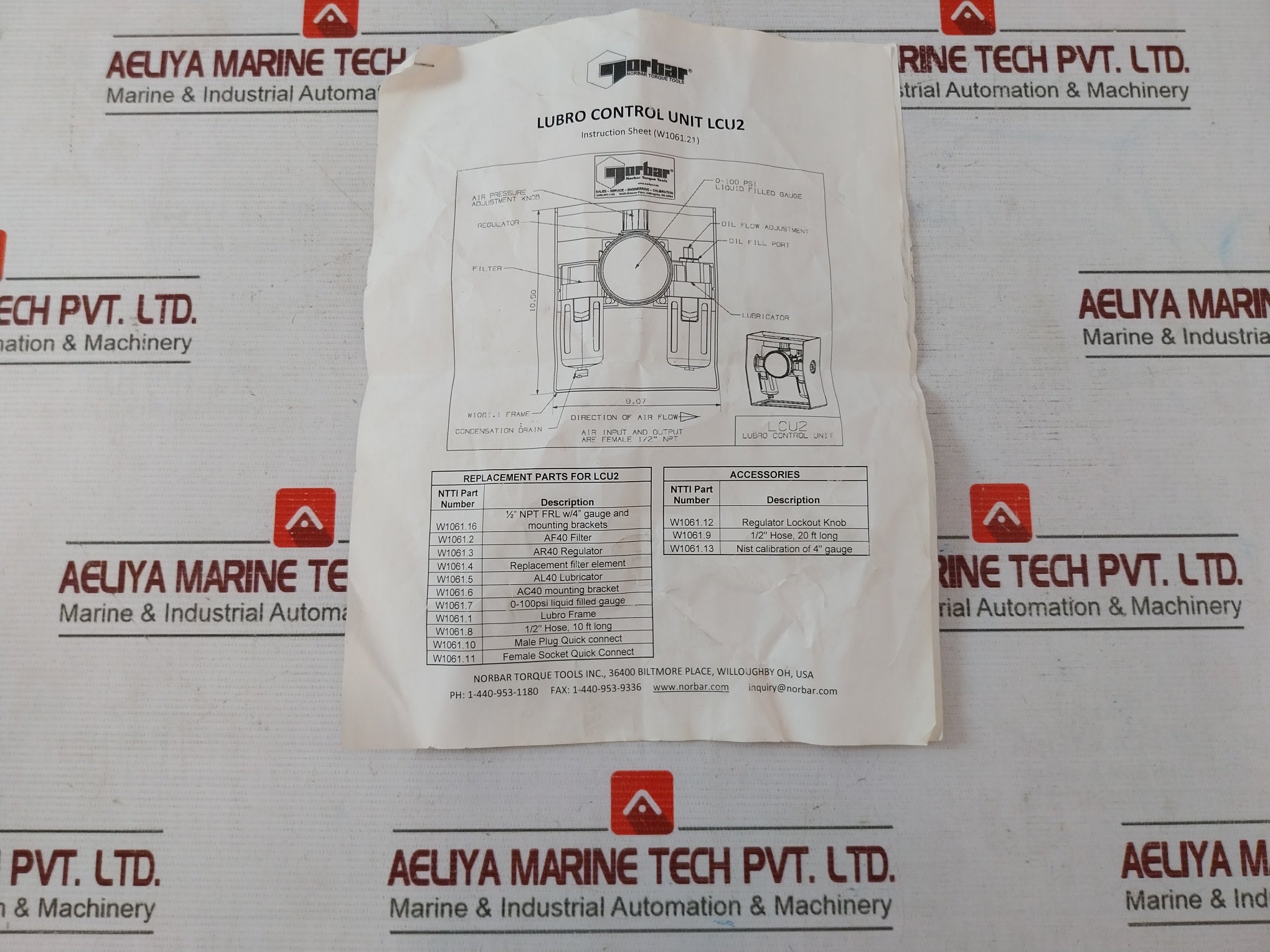 Norbar Torque Tools Lcu2 Lubro Control Unit 0-7 Bar 0-100 Psi