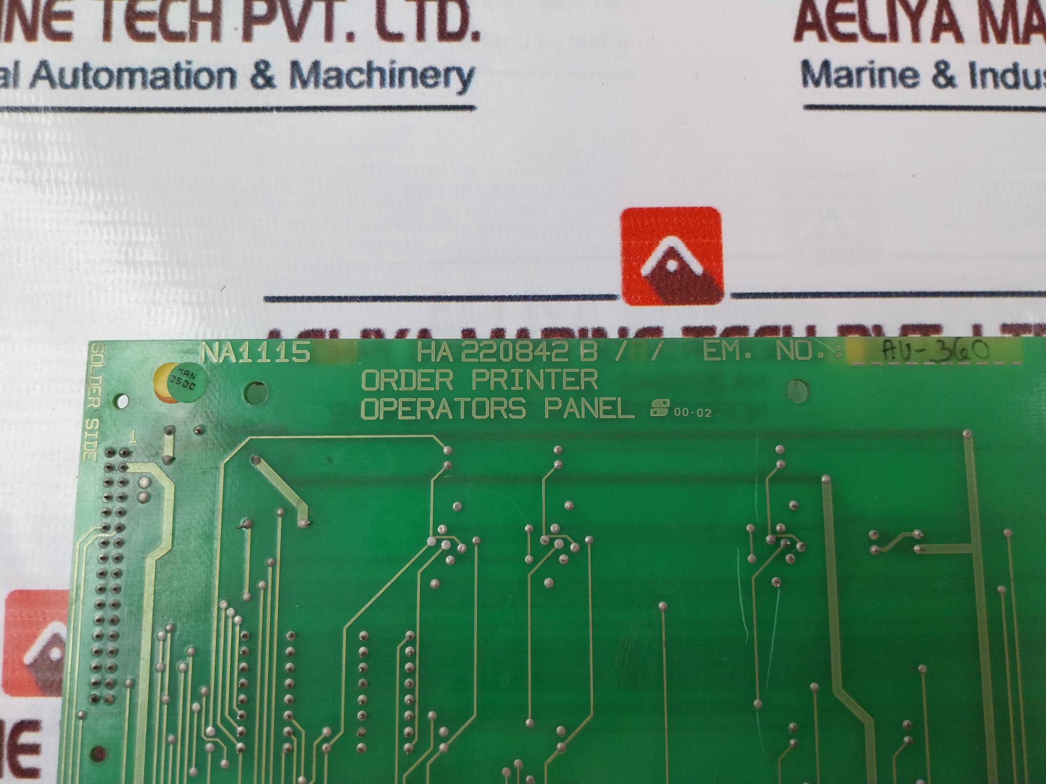 Norcontrol Automation Na1115 Order Printer Operator Panel