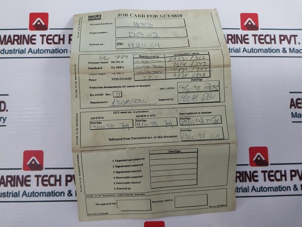 Norcontrol Gcu 8810 Generator Control Unit Ha 220438Bb