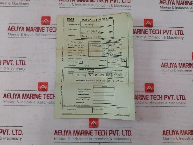 Norcontrol Sax 8810 Signal Acquisition Unit Ha334187A Sw860415-a 15Vdc/0.5A