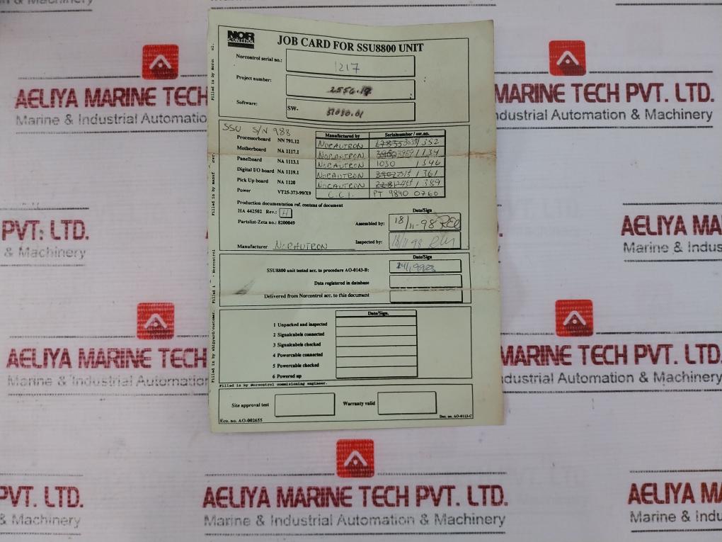 Norcontrol Ssu 8810 Safety System Unit 5Vdc/4A 20-60Vdc 3A Ha331460B/B