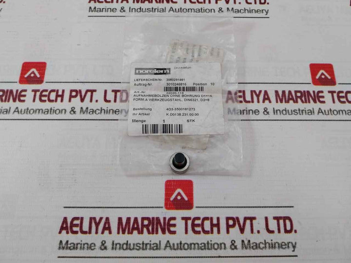 Norelem 02020-116 Mounting Bolt Without Hole Din 6321