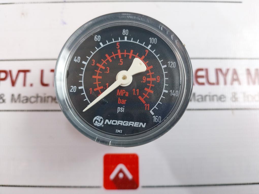 Norgren 0-160 Psi Pressure Gauge Imi, 0-1.1 Mpa, 0-11 Bar