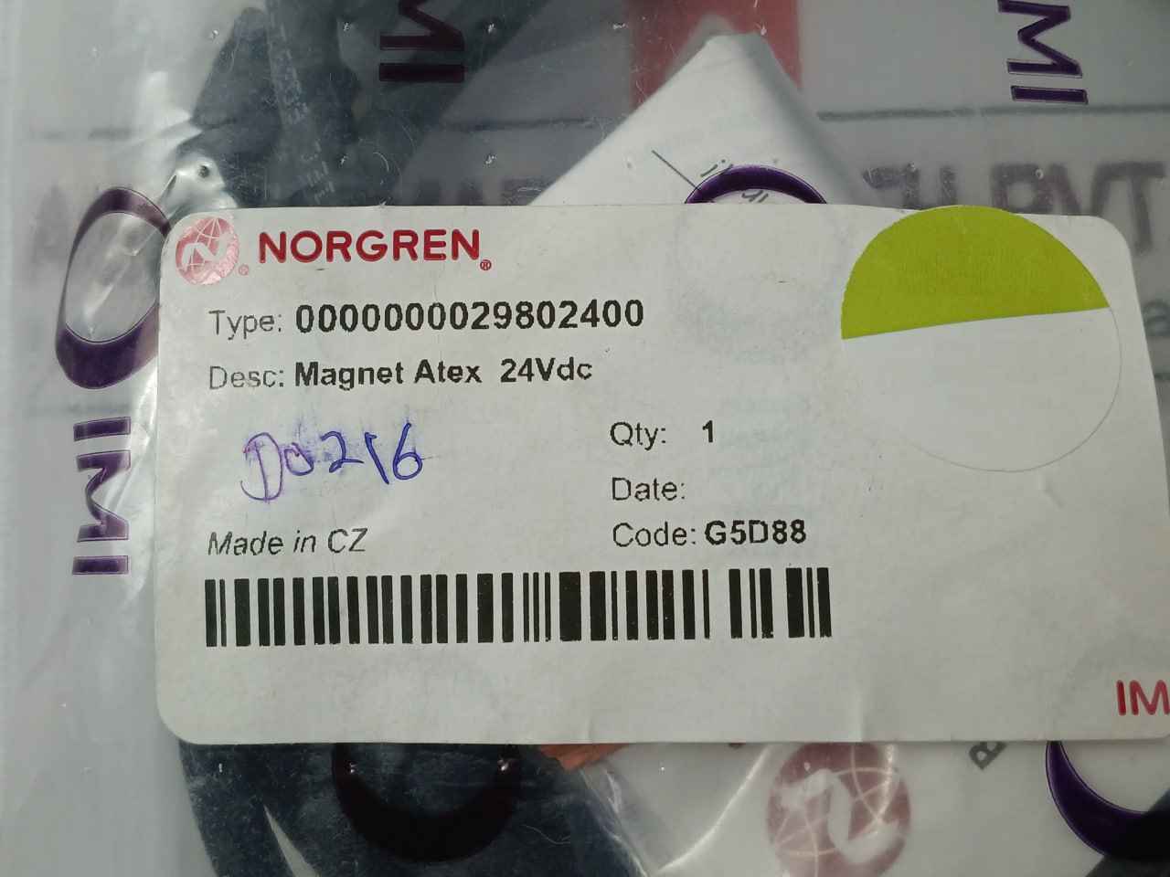 Norgren 0000000029802400 Magnet Solenoid Value Coil Atex 24Vdc 150 Ma G5D88