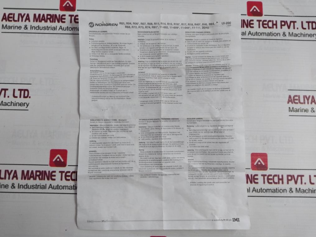 Norgren 11-002-067 Air Pressure Regulator Set 400Psig 80°C 0 To 160Psi Z0903