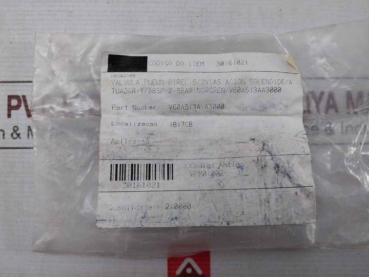 Norgren V60A513A-a3000 Inline Solenoid Valve 2-.8 Bar Wfm01002 1/8Bsp