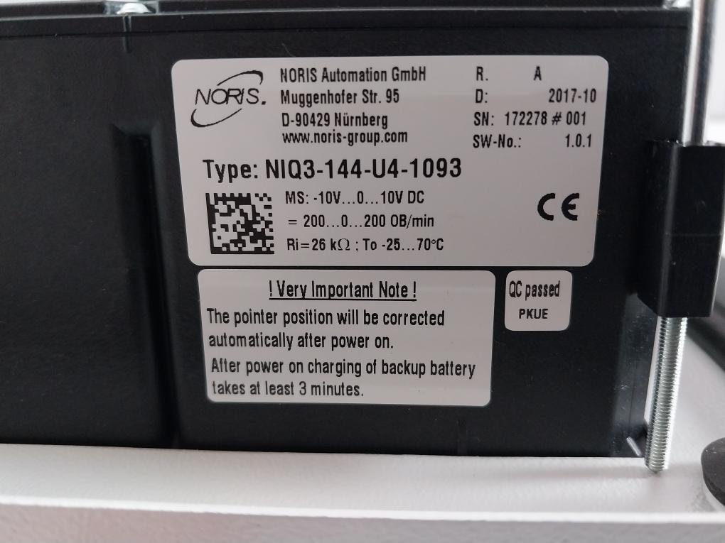 Noris Automation -25 To 70˚C Analog Indicator Gniq3-144-u4-1093