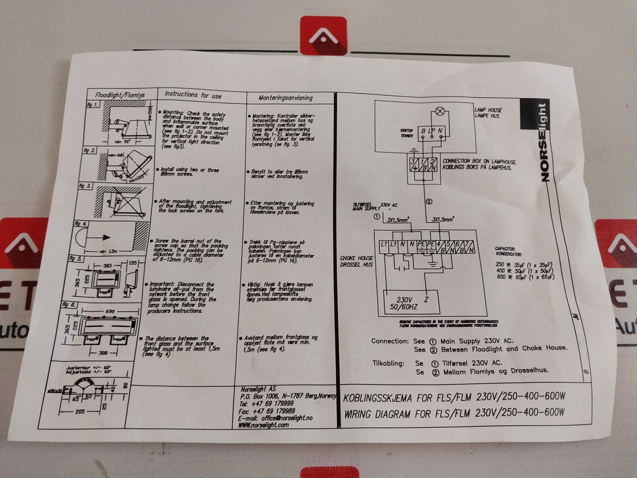 Norselight 1109005 Choke Housing For Hs/Hi Lamp 250V 50/60Hz 41053