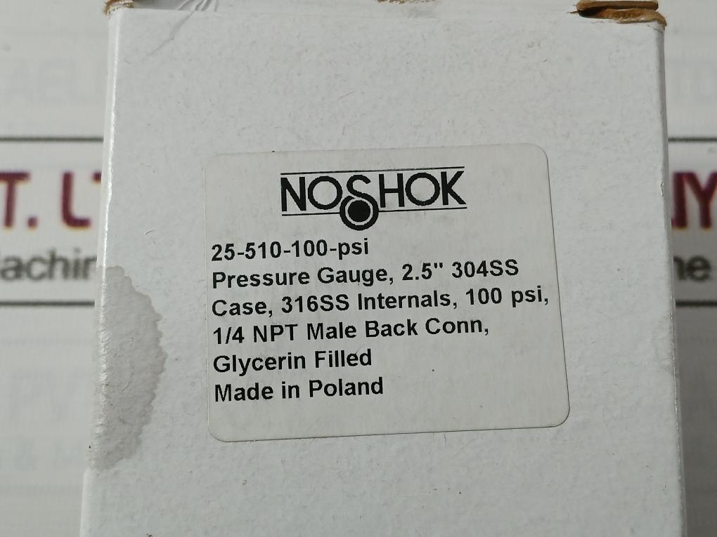 Noshok 0-100 Psi Pressure Gauges 2.5â€ 304Ss Case