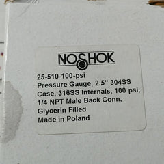 Noshok 0-100 Psi Pressure Gauges 2.5” 304Ss Case