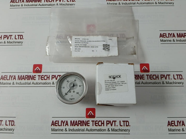 Noshok 0-100 Psi Pressure Gauges 2.5” 304Ss Case