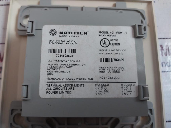 Notifier FRM-1 Relay Control Module (Max Temp 120°F)