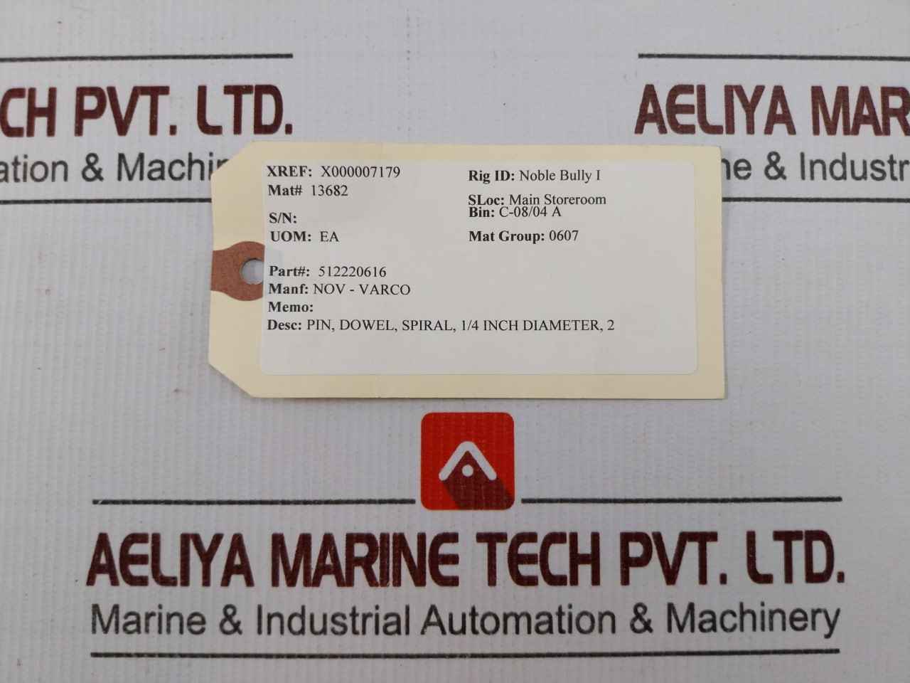 Nov-varco 512220616 Spiral Dowel Pin 1/4 Inch Diameter