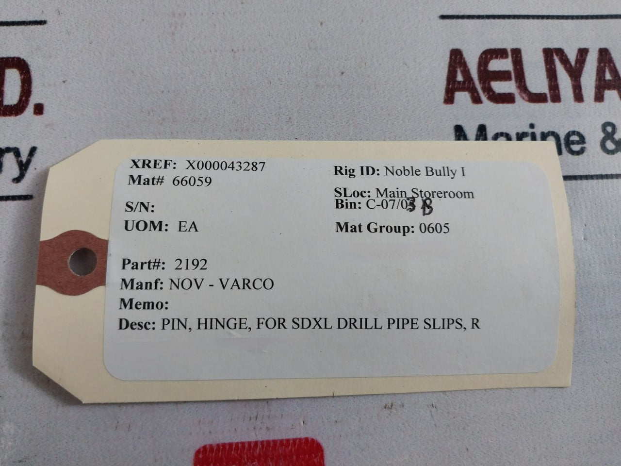 Nov-varco X000043287 Hinge Pin For Sdxl Drill Pipe Slips R 2192