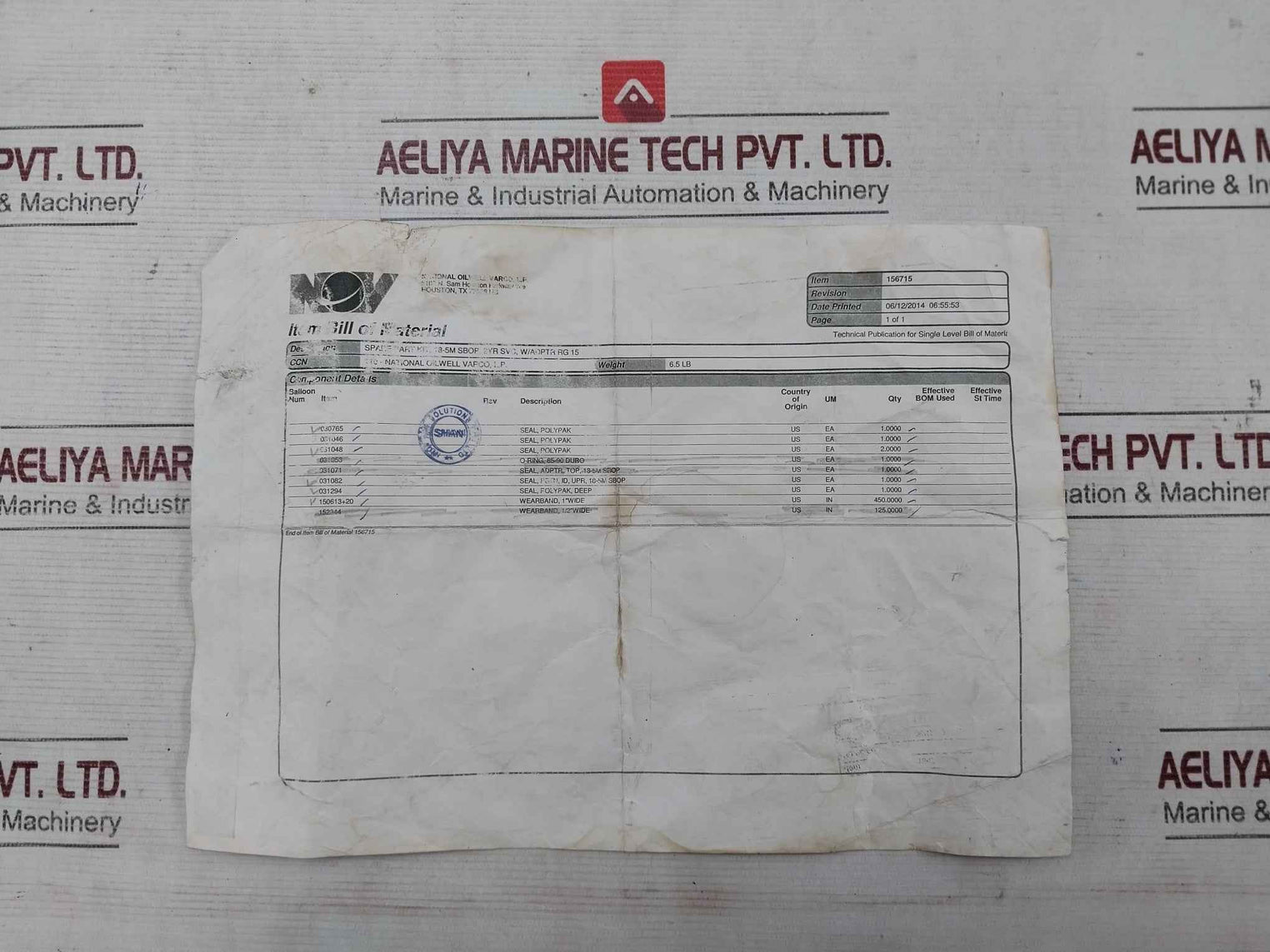 Nov 031294 Polypak Deep Annular Seal & Spare Part Kit Cmc-t6462 18-5M 1