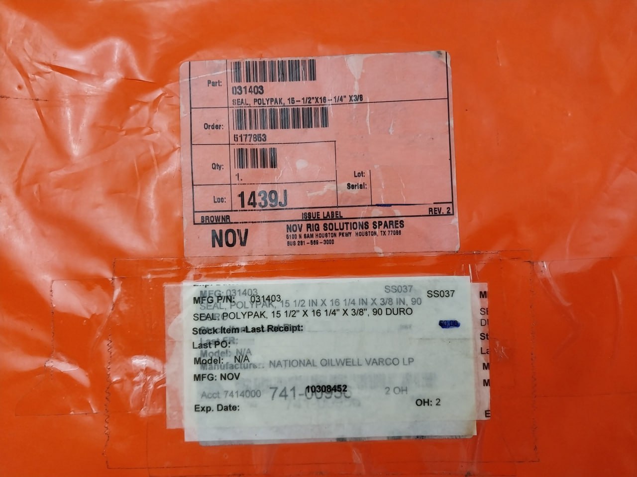 Nov 031403 Seal, Polypak 15 1/2