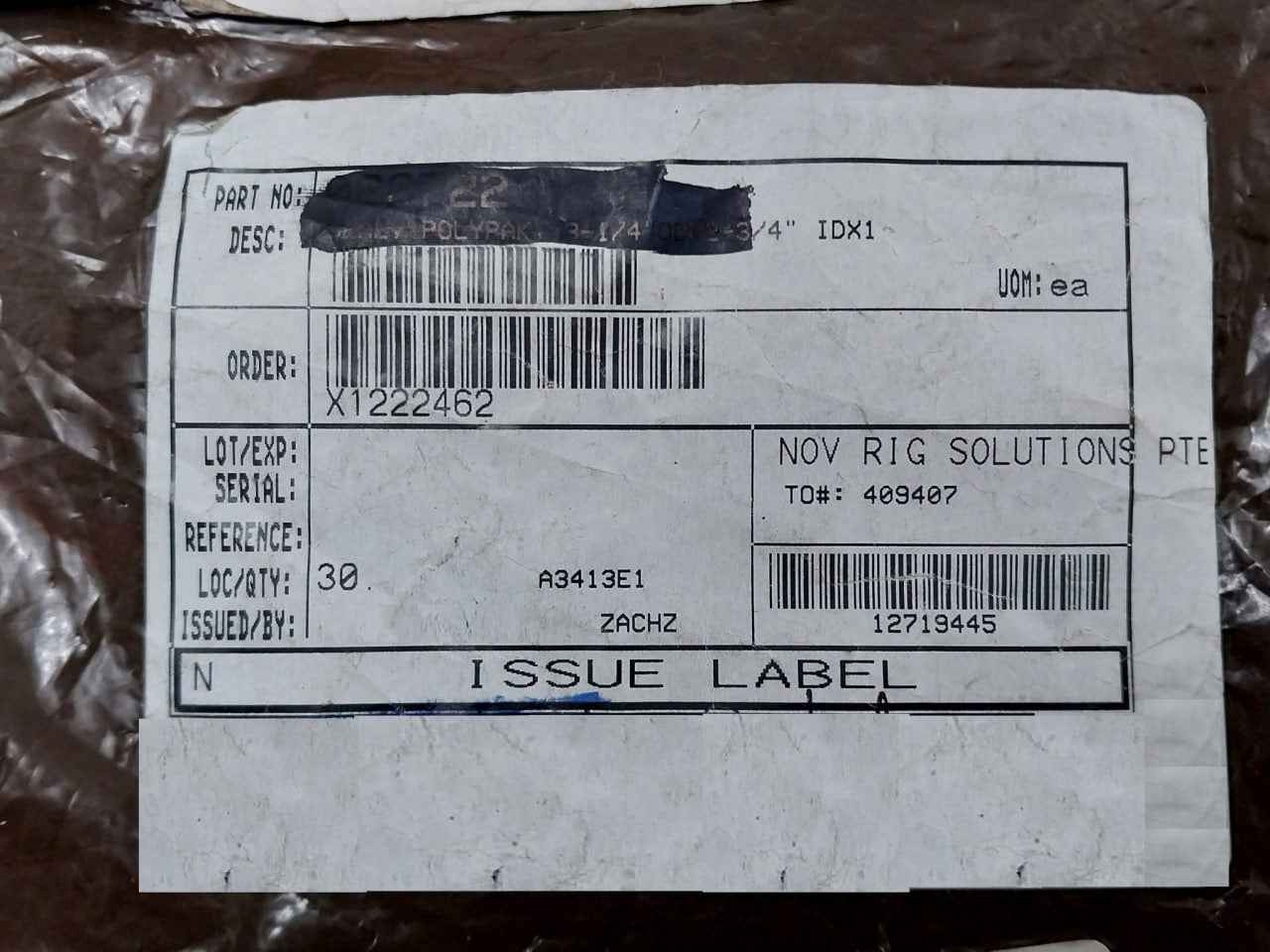 Nov 062722 Seal Polypak 3-1/4" Odx2-3/4" Idx1/4" Cs X1222462