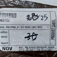 Nov 062722 Seal Polypak 3-1/4" Odx2-3/4" Idx1/4" Cs X1222462