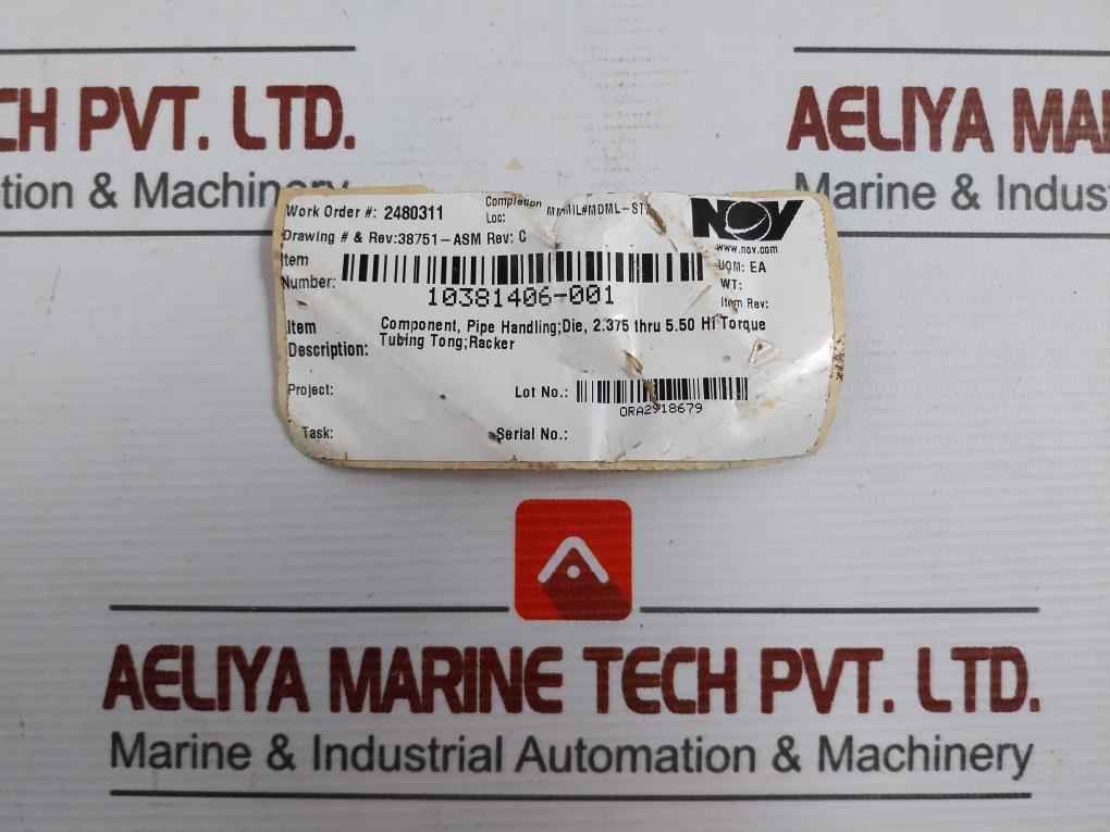 Nov 10381406-001 Pipe Handling Die 2.375 Thru 5.50 Hi Torque Tubing Tong