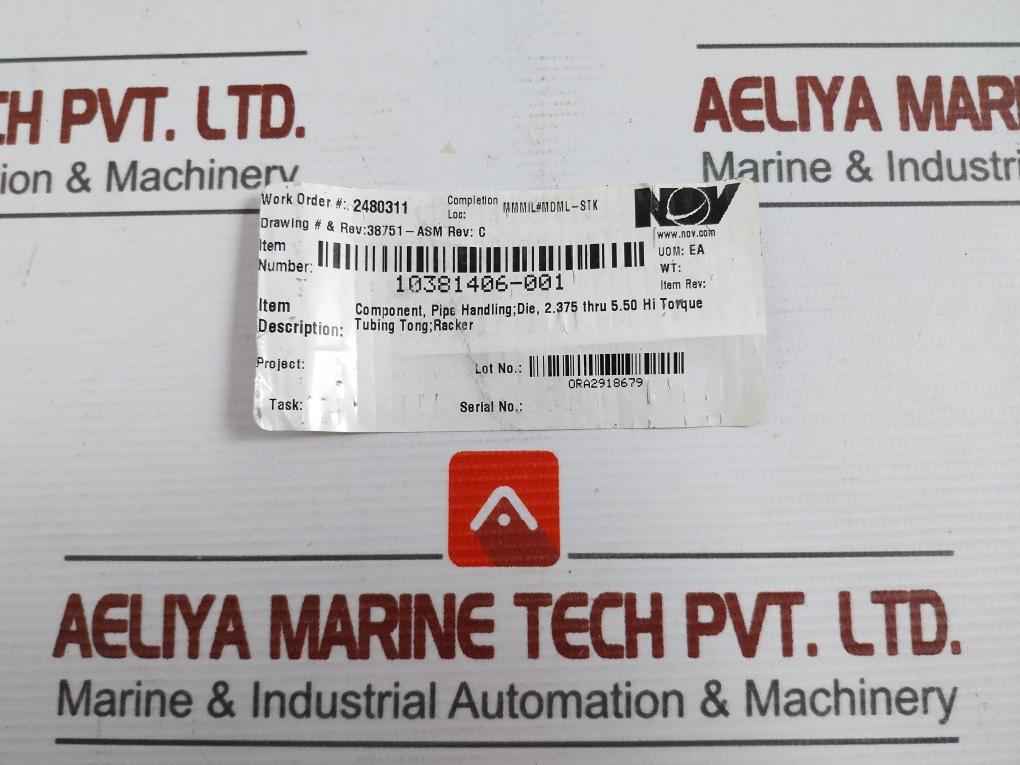 Nov 10381406-001 Pipe Handling Die 2.375 Thru 5.50 Hi Torque Tubing Tong