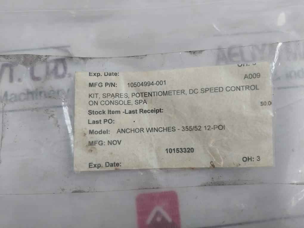 Nov 10504994-001 Potentiometer Kit Speed Control Anchor Winch Rhs1K0 0.158A