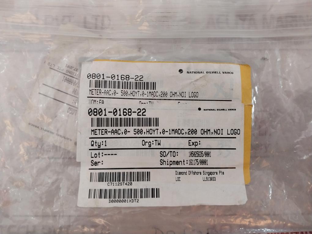 Nov 10711663-001 Analog Meter 96X96Mm 0-1Ma, 200 Ohm 0-500 Aac