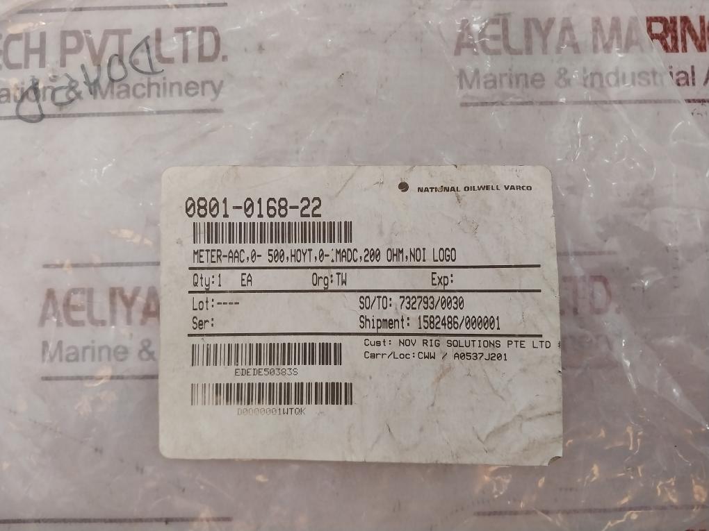 Nov 10711663-001 Analog Meter 96X96Mm 0-1Ma, 200 Ohm 0-500 Aac