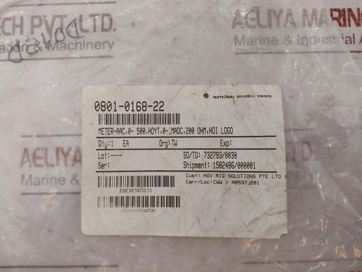 Nov 10711663-001 Analog Meter 96X96Mm 0-1Ma, 200 Ohm 0-500 Aac