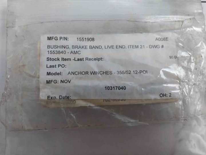 Nov 1551908 Bushing For Brake Band Assembly 355/52 12-poi