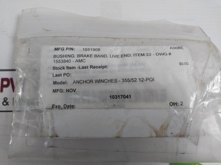 Nov 1551909 Anchor Winches-355/52 12-poi Brake Band, Live End Bushing