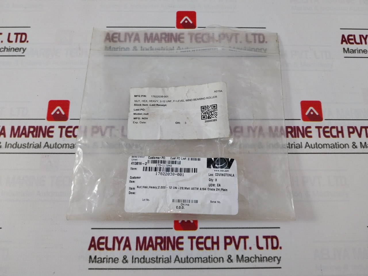 Nov 17822038-001 Nut, Hex, Heavy, 2-12 Unf, For Level Wind Bearing Roller