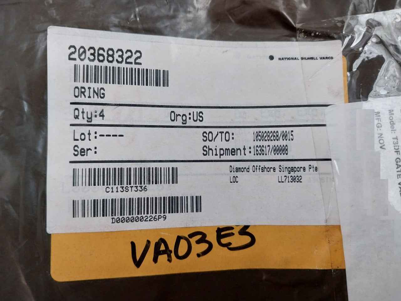 Nov 20368322 O-ring T3Df Gate Valve 3-1/16, 15K, B