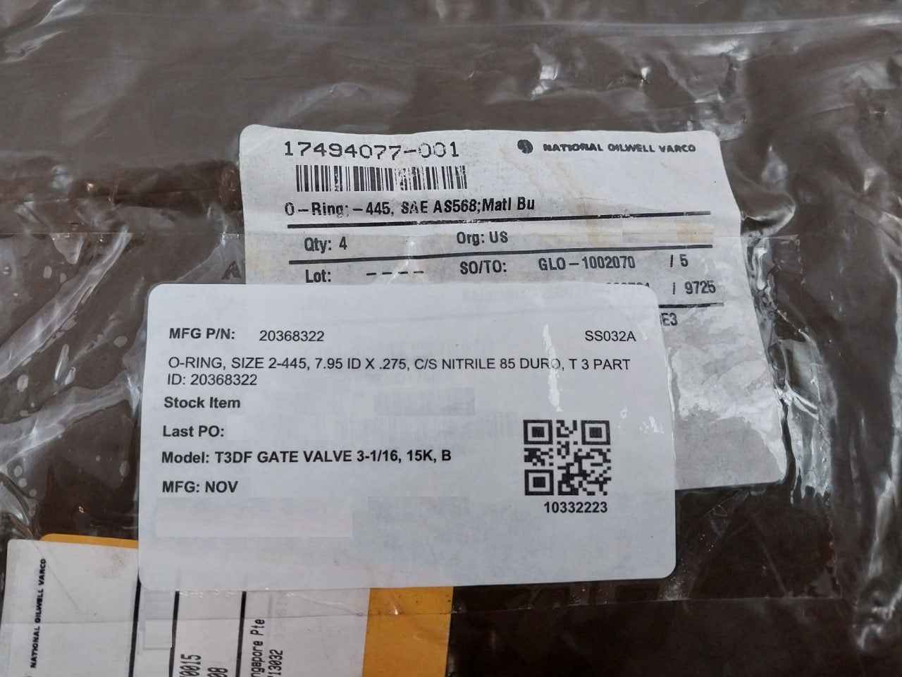 Nov 20368322 O-ring T3Df Gate Valve 3-1/16, 15K, B