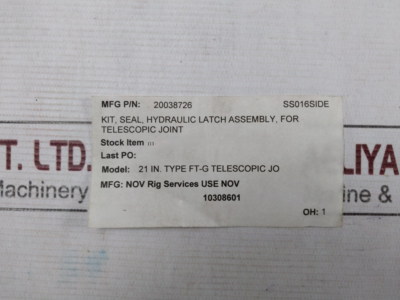 Nov 461550041000-750B Seal Kit Hydraulic Latch 21" Ft-g Joint 20034822 + Subpart