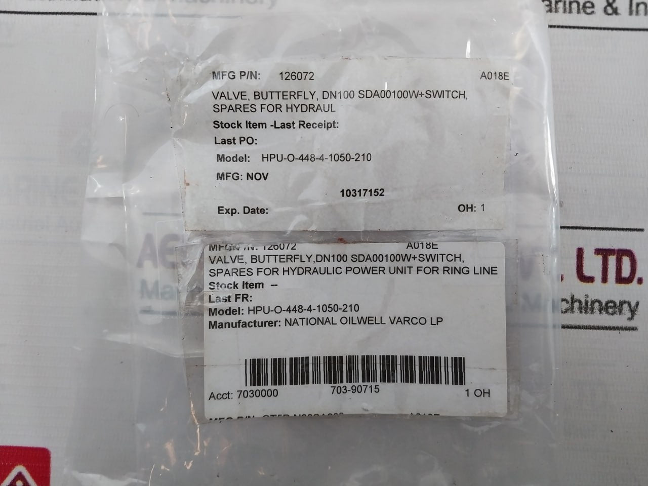 Nov Ah Ng100 Butterfly Valve Dn100 Hpu-o-448-4-1050-210