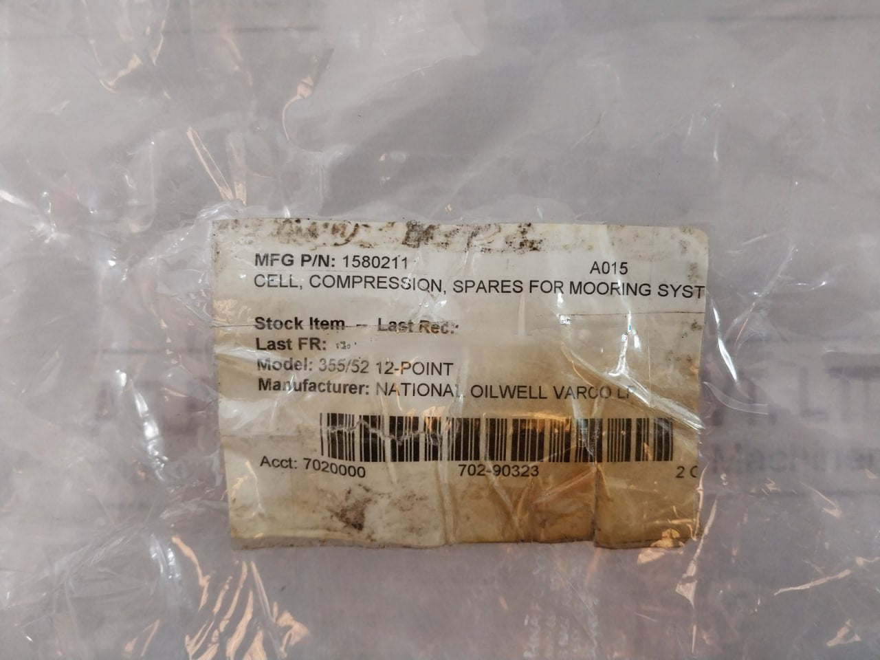 Nov Cc-475-e9301-01 Load Cell Assembly 1580211, 355/52 12-point