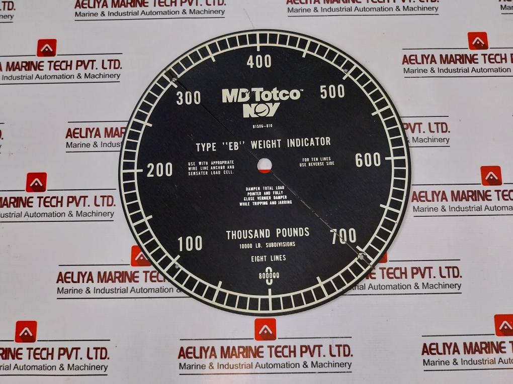 Nov Md Totco B1586-810 Type Eb Weight Indicator Set Dial.16” Eb.Lbs/D