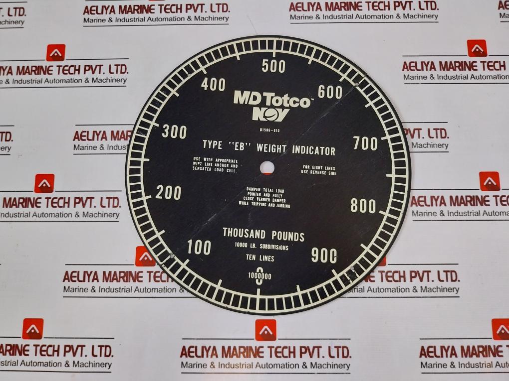 Nov Md Totco B1586-810 Type Eb Weight Indicator Set Dial.16” Eb.Lbs/D