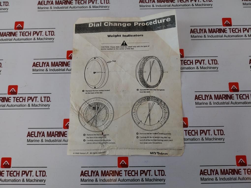 Nov Md Totco B1586-810 Type Eb Weight Indicator Set Dial.16” Eb.Lbs/D