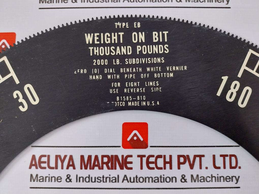 Nov Md Totco B1586-810 Type Eb Weight Indicator Set Dial.16” Eb.Lbs/D