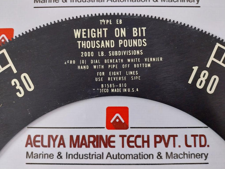 Nov Md Totco B1586-810 Type Eb Weight Indicator Set Dial.16” Eb.Lbs/D