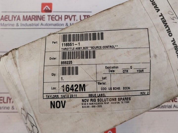 Nov Rig Smedvig 116551-1 Throttle Assy Scr Source Control