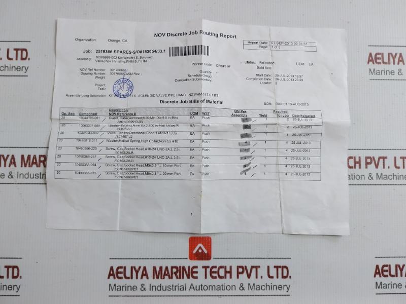 Nov Solenoid Valve Retrofit Kit 10380666-002