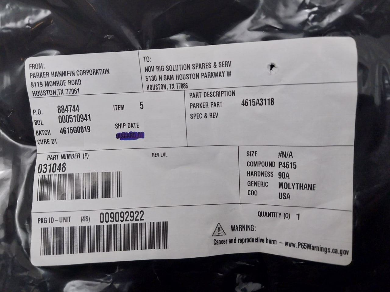 Nov 030765 Spare Part Kit With Adapter Rg 15 For 18-5M Sbop