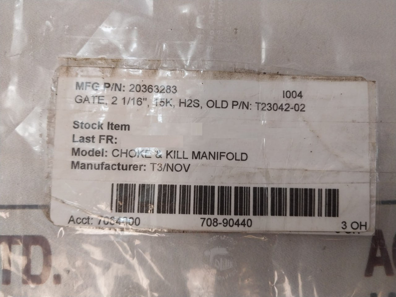 Nov 20363283 Slide Gate Valve T23042-02 , R18079