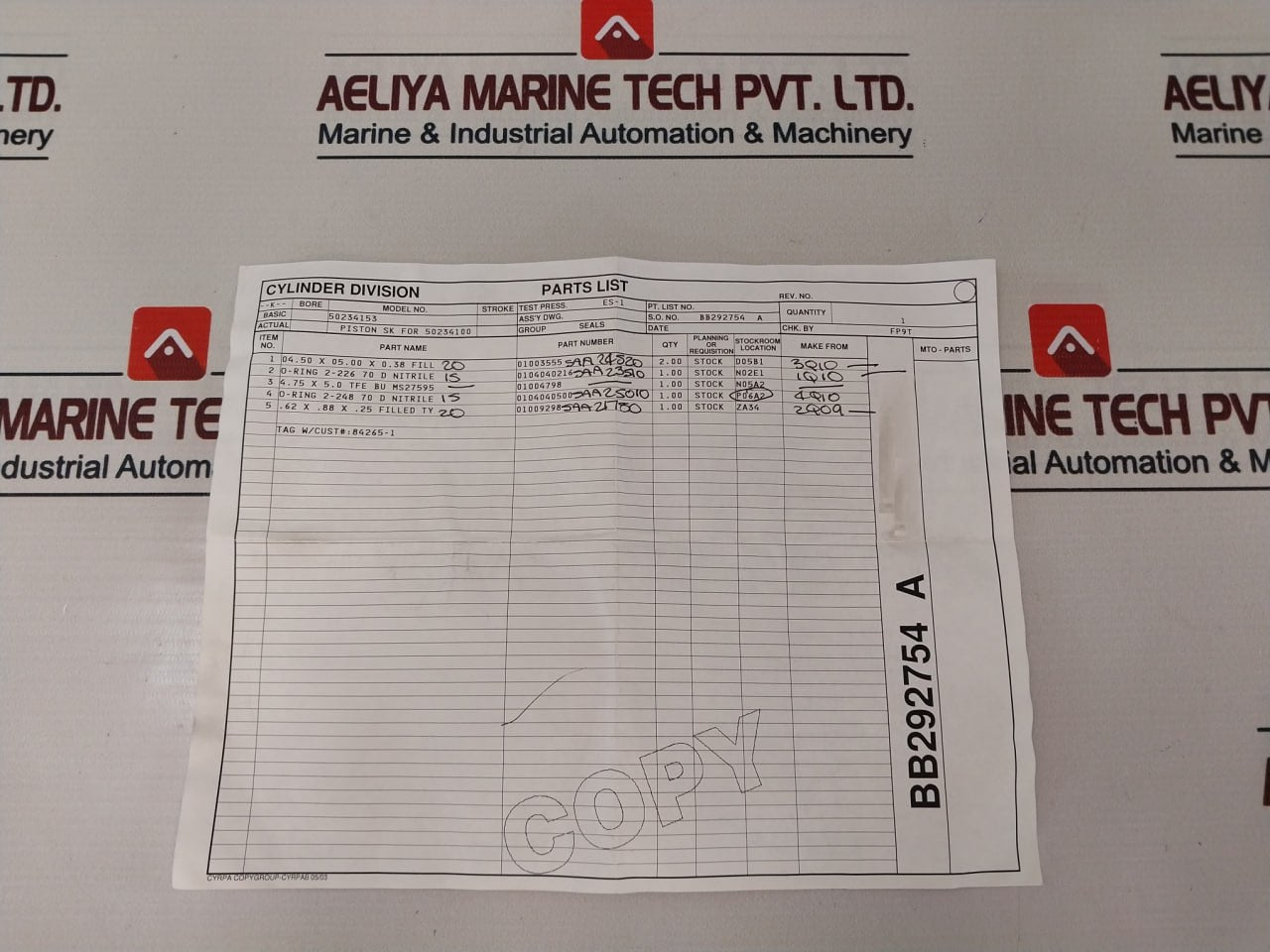 Nov 84265-1 Piston Cylinder Division Seal Kit 50234153