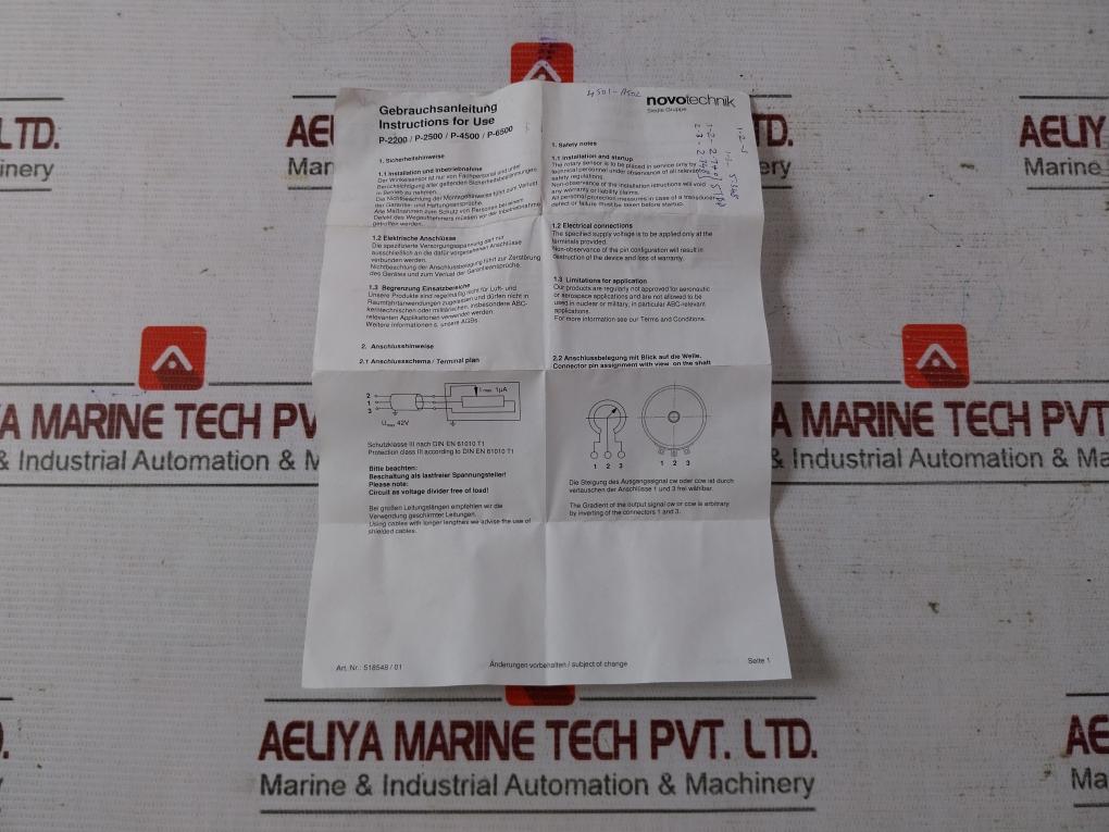 Novotechnik P6501 A502 Angular Potentiometer 192683 610514 518548/01
