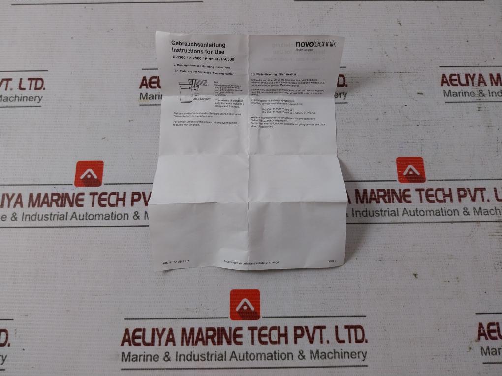 Novotechnik P6501 A502 Angular Potentiometer 192683 610514 518548/01