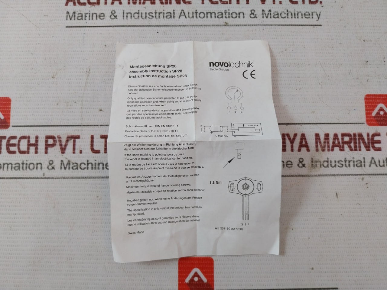 Novotechnik Sp 2801A502 Potential Meter 018788-081